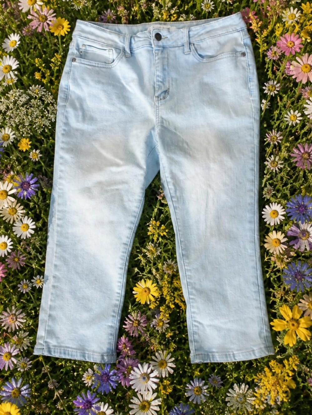 Judy Blue Light Chambray Blue Ankle Crop Skinny Fit Jeans W30 L19